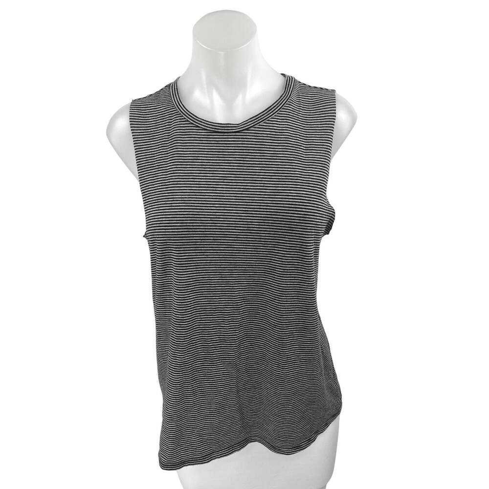 BCBGeneration Women's Black Gray Striped Sleeveless Muscle Tee Tank Top Size S